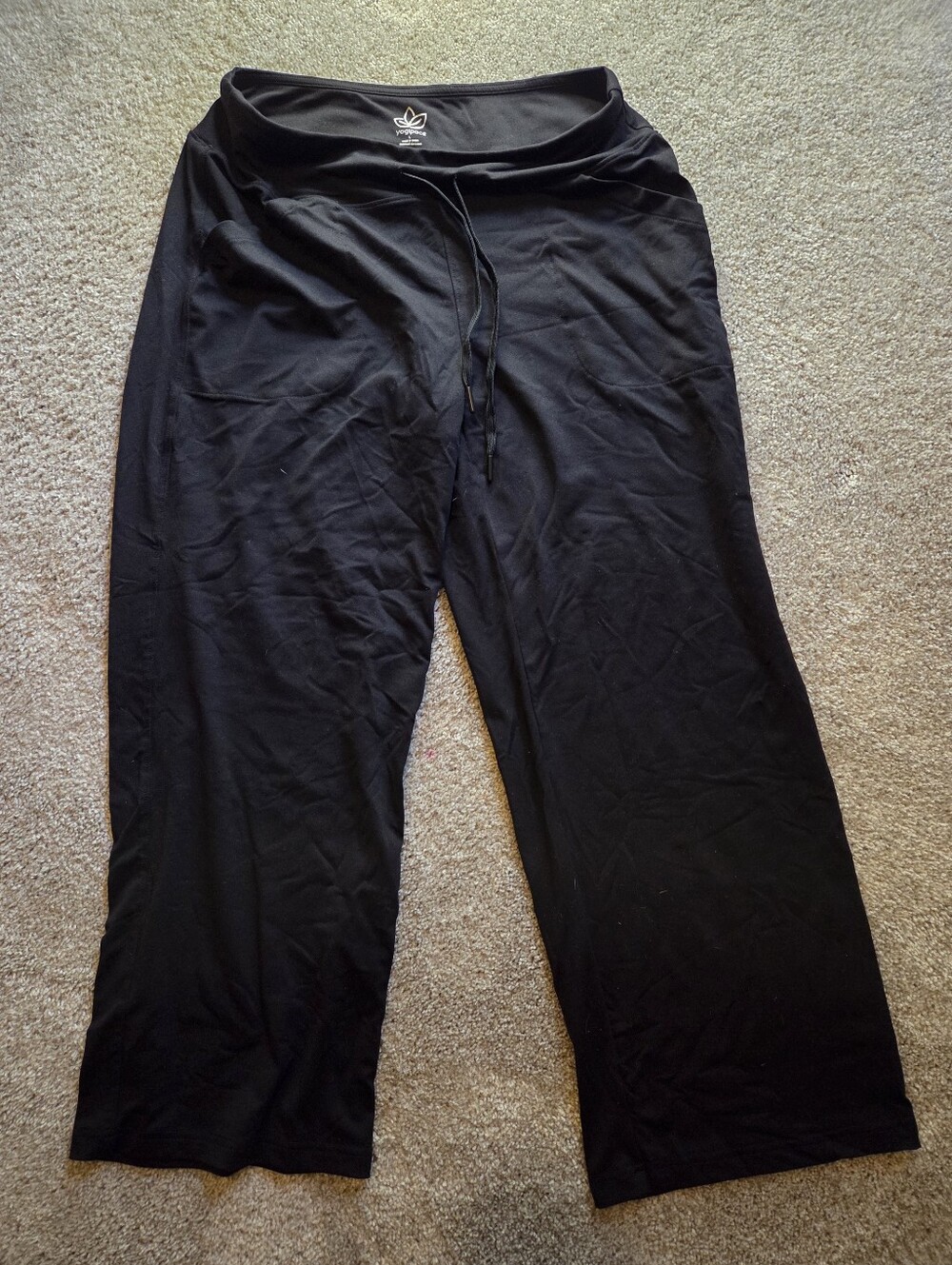 Yogipace Black Wide Leg Lounge Pants with Drawstring